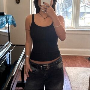 H&M Basic Black Ribbed Tank Top